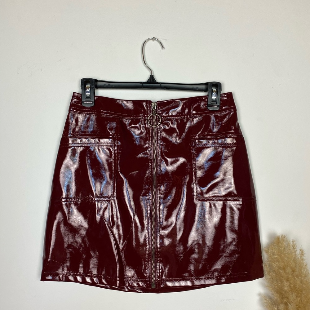 Burgundy Red Pleather Skirt Wild Fable